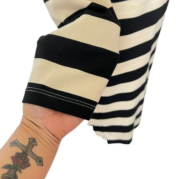 Theory Small Onita Dress 3/4 Sleeves Cream and Black Striped Dress Size  S/P - Picture 7 of 13